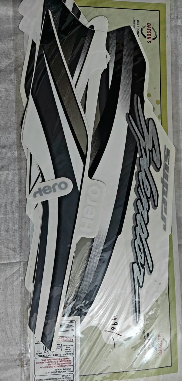 Splendor Monogram Sticker Splendor Plus Full Body Sticker Set (Black/Silver) – GMW – Govind Moto ...