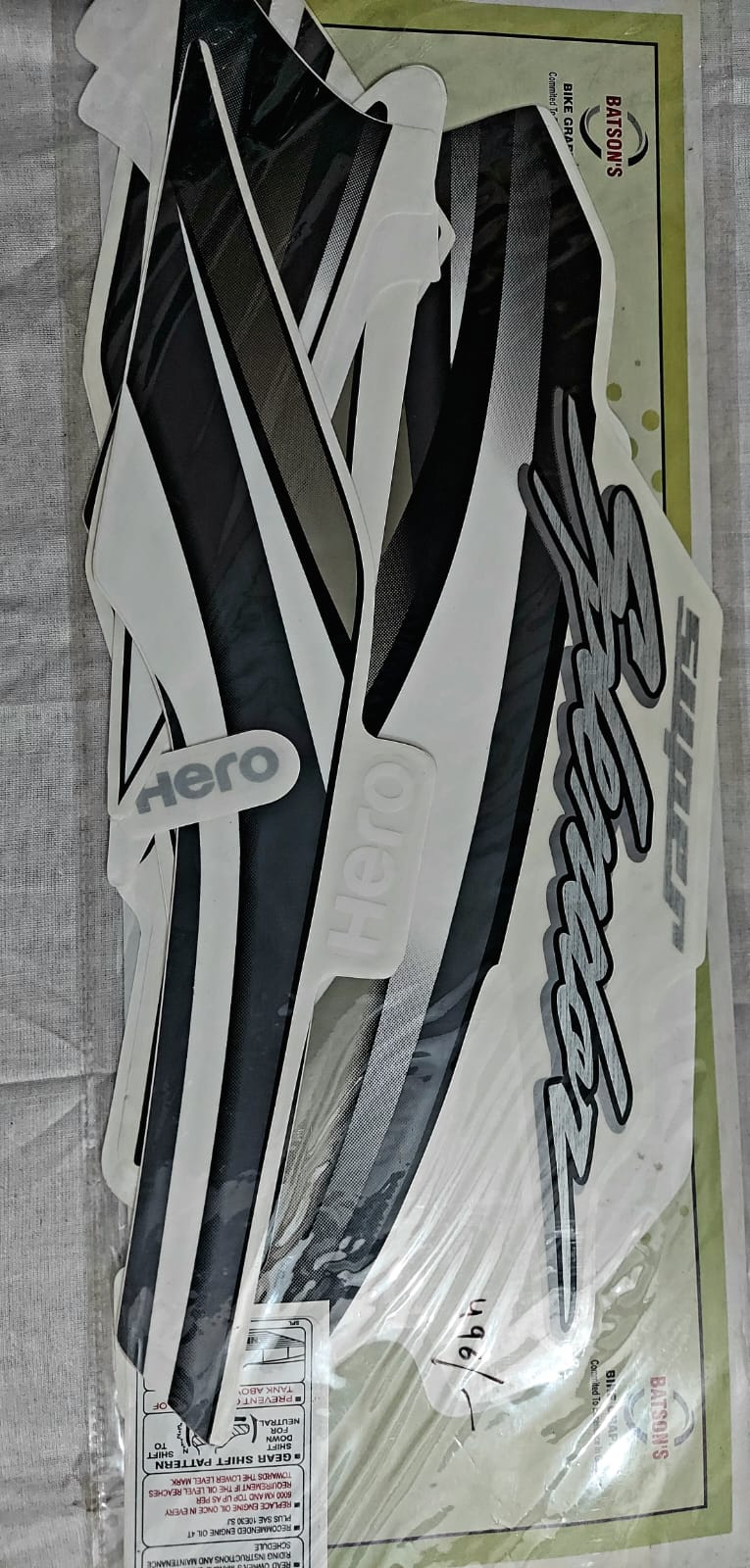 Hero Splendor Plus Full Body Sticker Set (Black/Silver)