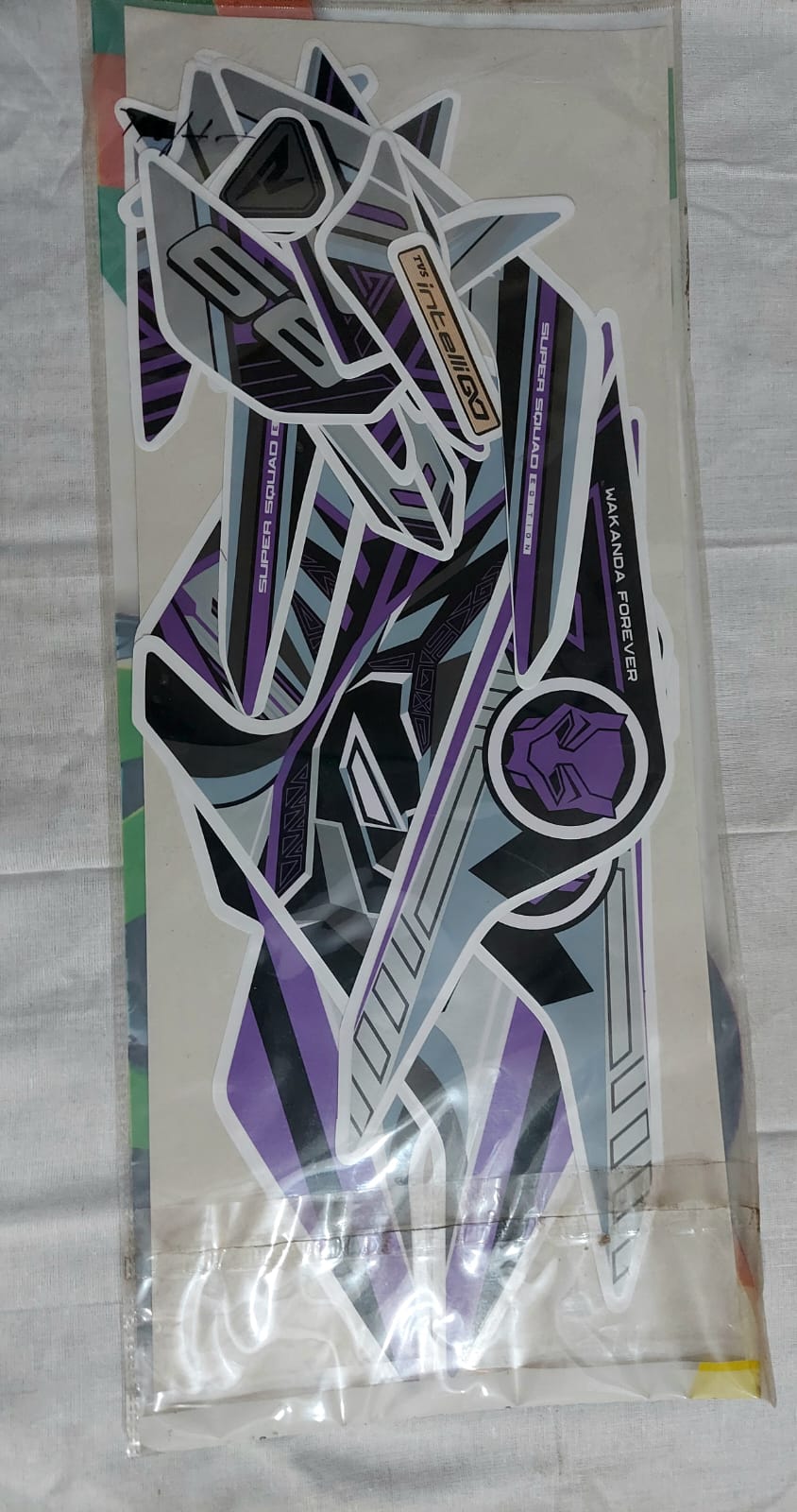 TVS Ntorq 125 Super Squad Edition Sticker Set (Black Panther – Purple/Black)
